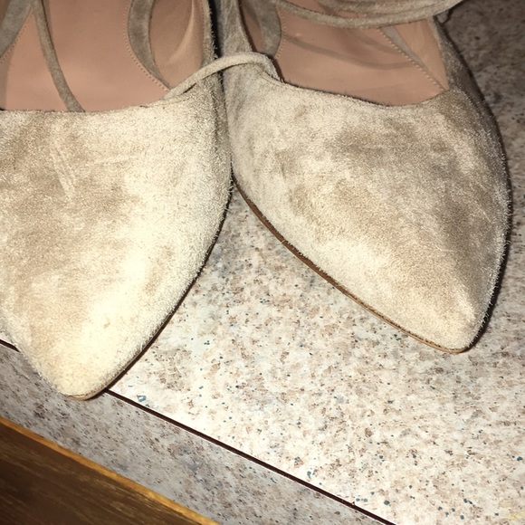 GIANVITO ROSSI TAN SUEDE EUC ANKLE TIE UP BALLET FLATS SIZE 40 - Picture 5 of 10